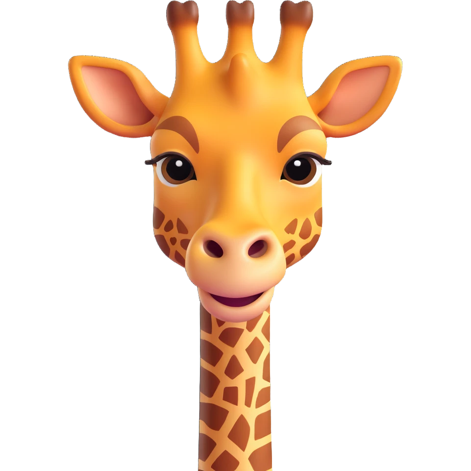 3D emoji of a giraffe head and neck, cartoonish and friendly, smooth shading emoji