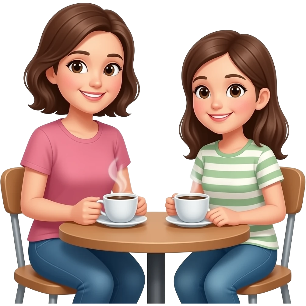 mom and daughter chill out have a coffee emoji