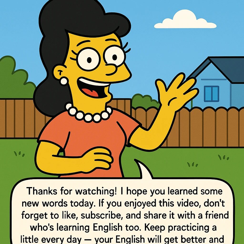 Thanks for watching! I hope you learned some new words today. If you enjoyed this video, don’t forget to like, subscribe, and share it with a friend who’s learning English too. Keep practicing a little every day — your English will get better and better! See you in the next video! emoji