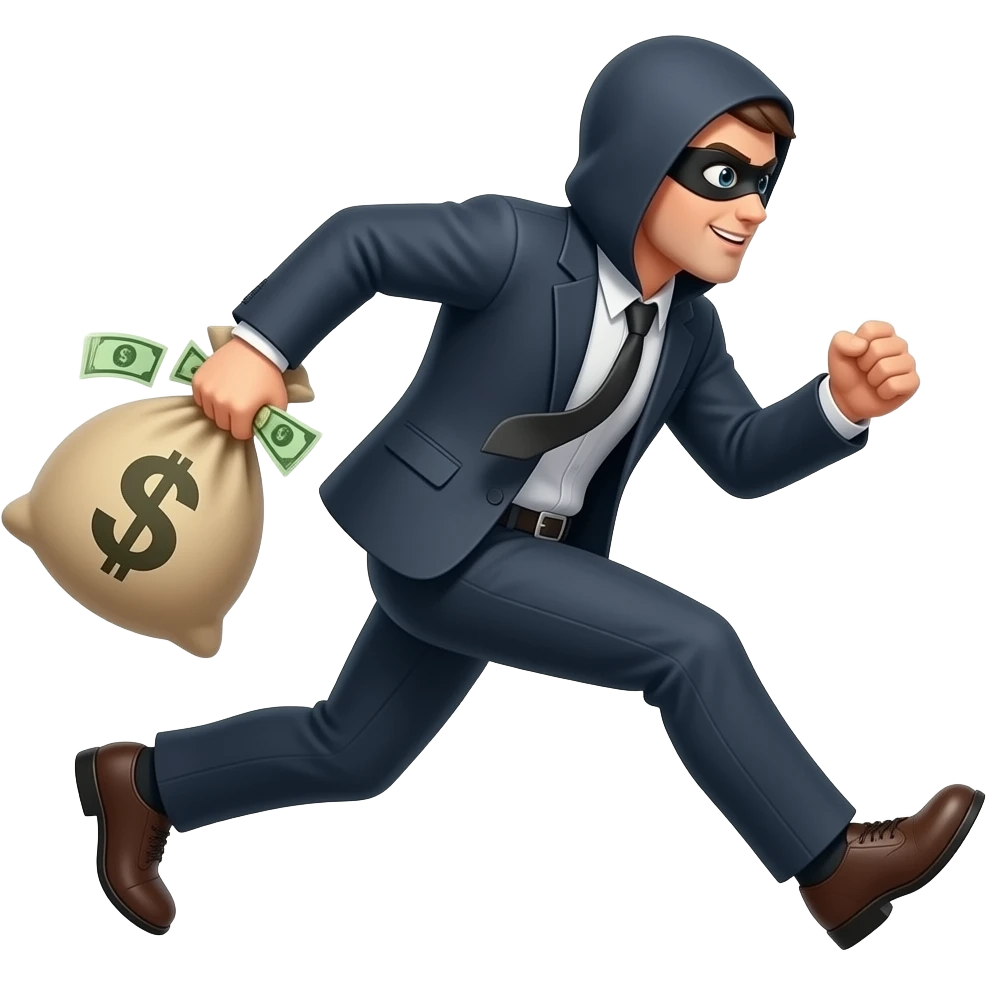 Ladrón corriendo con una bolsa de dinero emoji