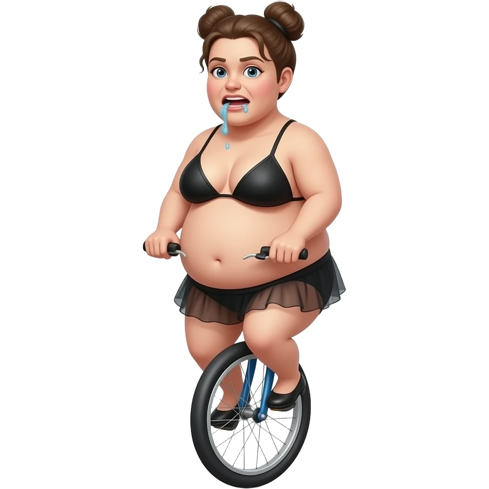 Make a fat stripper, with down sydrome on a unicycle drooling emoji