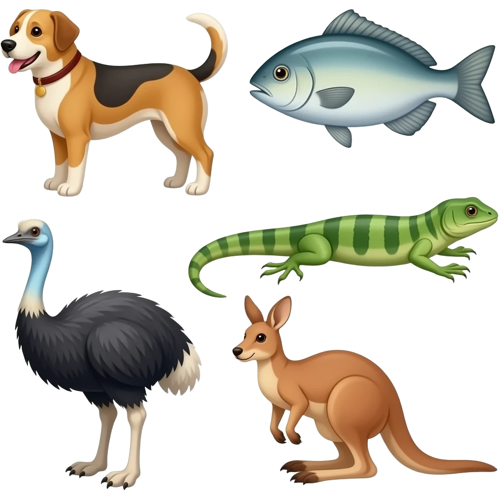 cat dog fish lizard emu kangaroo dying is stupid and also dumb emoji
