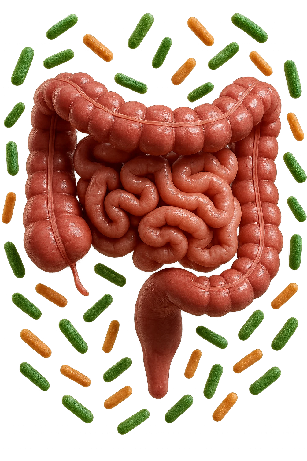  intestino anatomico con batteri intestinali intorno, iperrealistiche 4k emoji