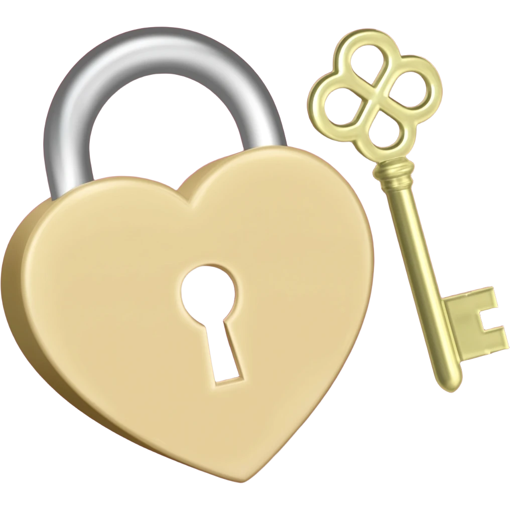 beige heart-shaped lock and key burgundy emoji