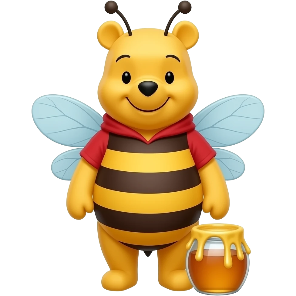 winnie the pooh dressed as a bee with a pot of honey emoji