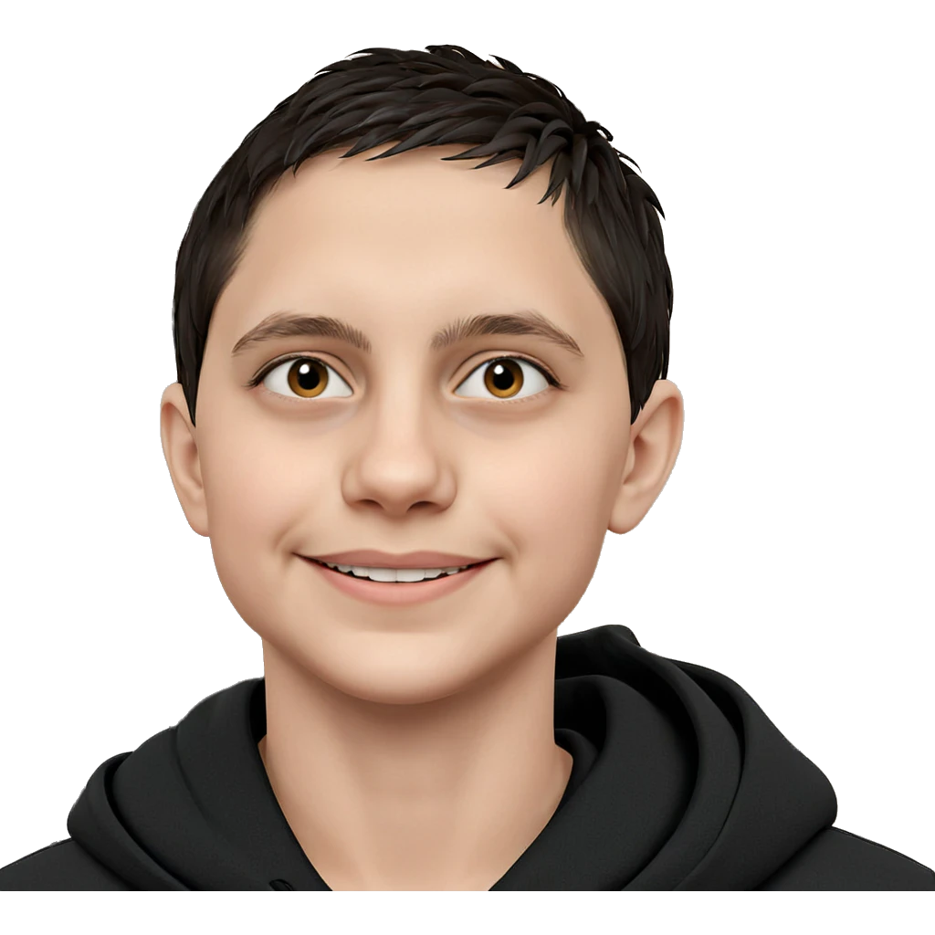 smiling boy in black hoodie emoji