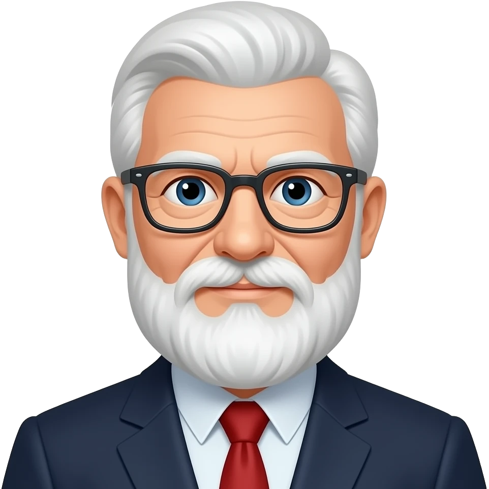 profesor blanco con barba tipo candado con gafas mas o menos 50 años emoji