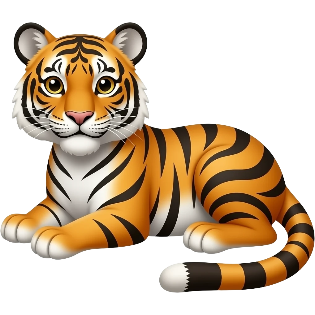 Cartoon tiger lays down emoji