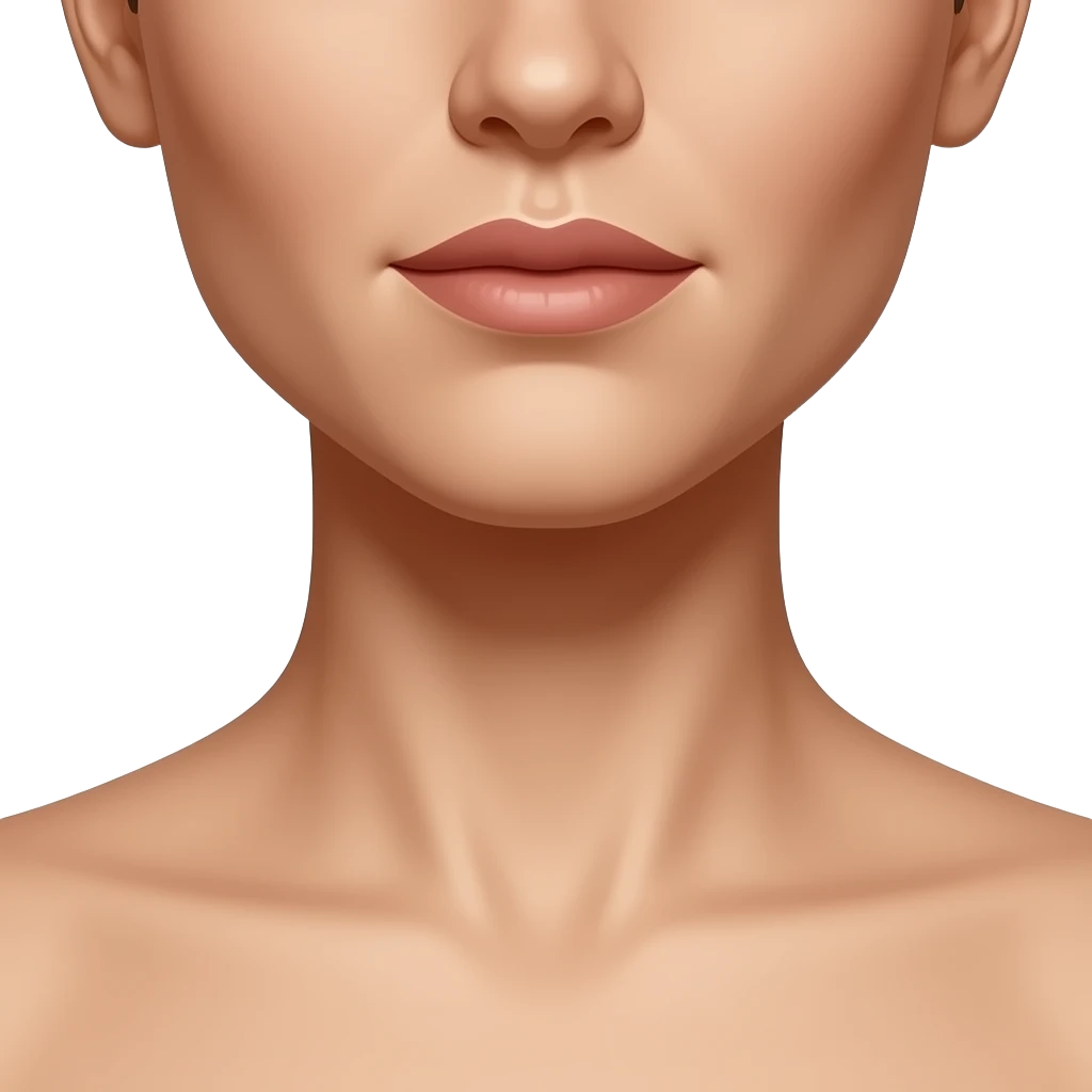 Close-up of a woman’s neck only, showing hyperpigmentation with darker skin tone concentrated around the front and sides of the neck folds, uneven skin tone and visible texture, natural lighting, tightly cropped so no head, face, chin, or chest is visible, isolated neck area only emoji