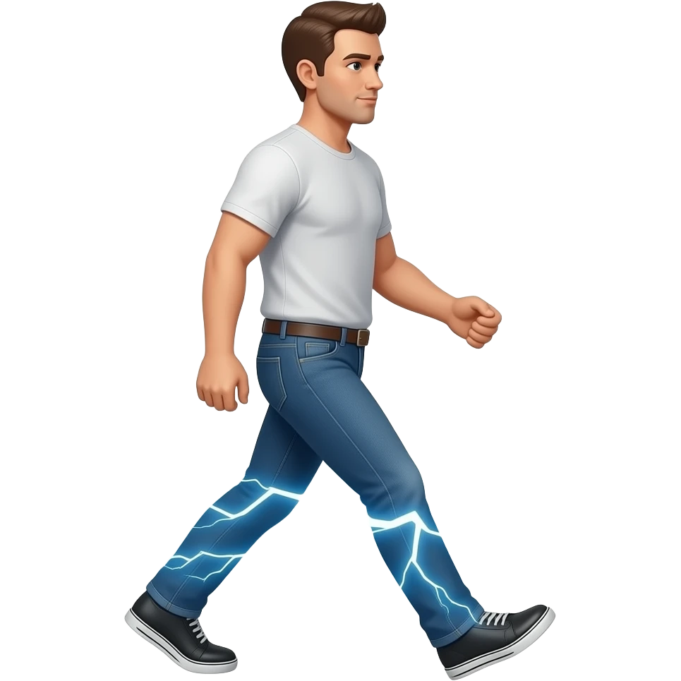 Man walking with lightning behind his legs emoji