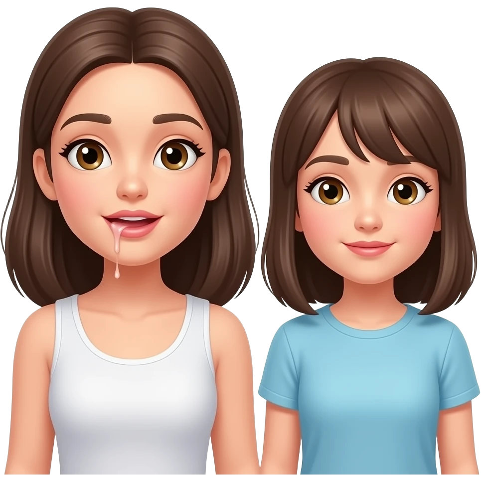 Mom has cum dripping from mouth, teen daughter beside her emoji