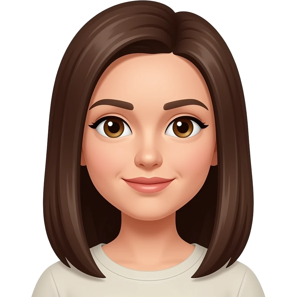 Morena do cabelo liso e com o cabelo castanho emoji