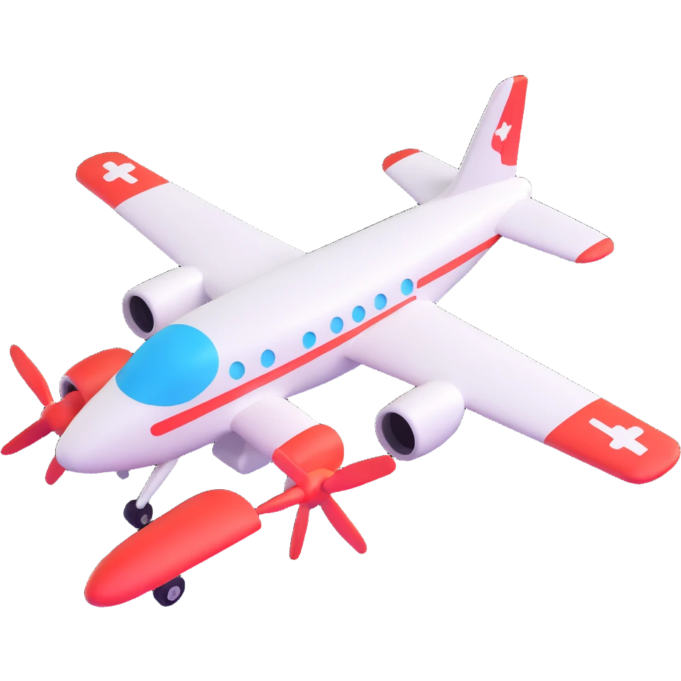 3D cartoon bomber airplane, fun design, saturated colors, childlike proportions emoji