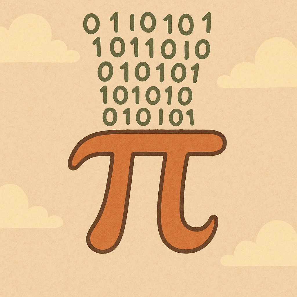  combine the π (pi) math symbol, binary code emerging from it. emoji