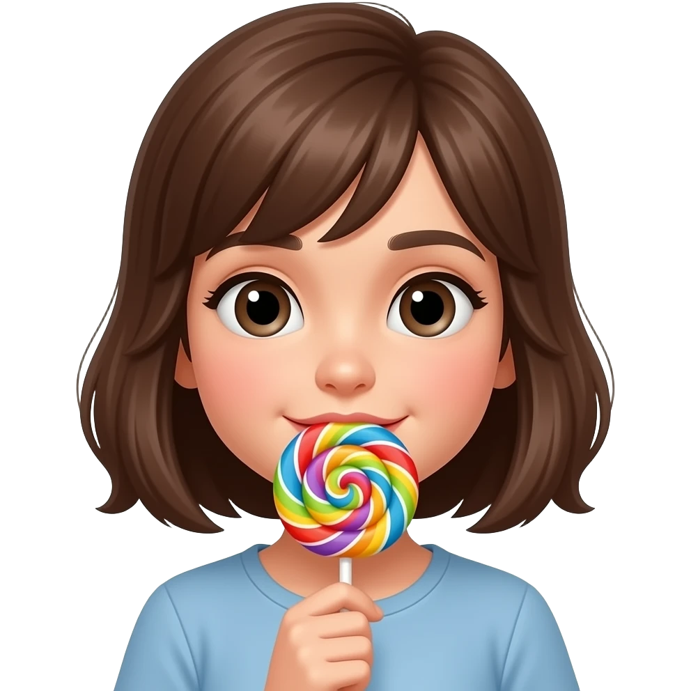 A girl licking a lollipop emoji