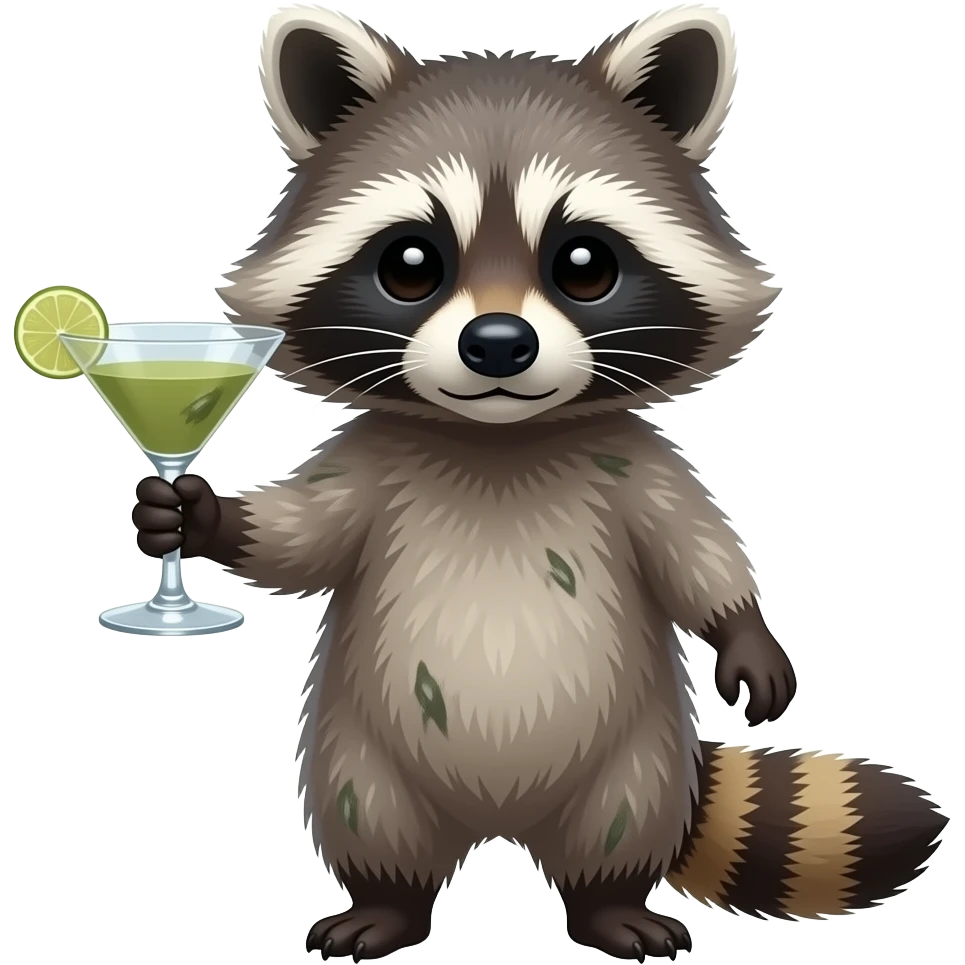 racoon with dirty olive martini emoji