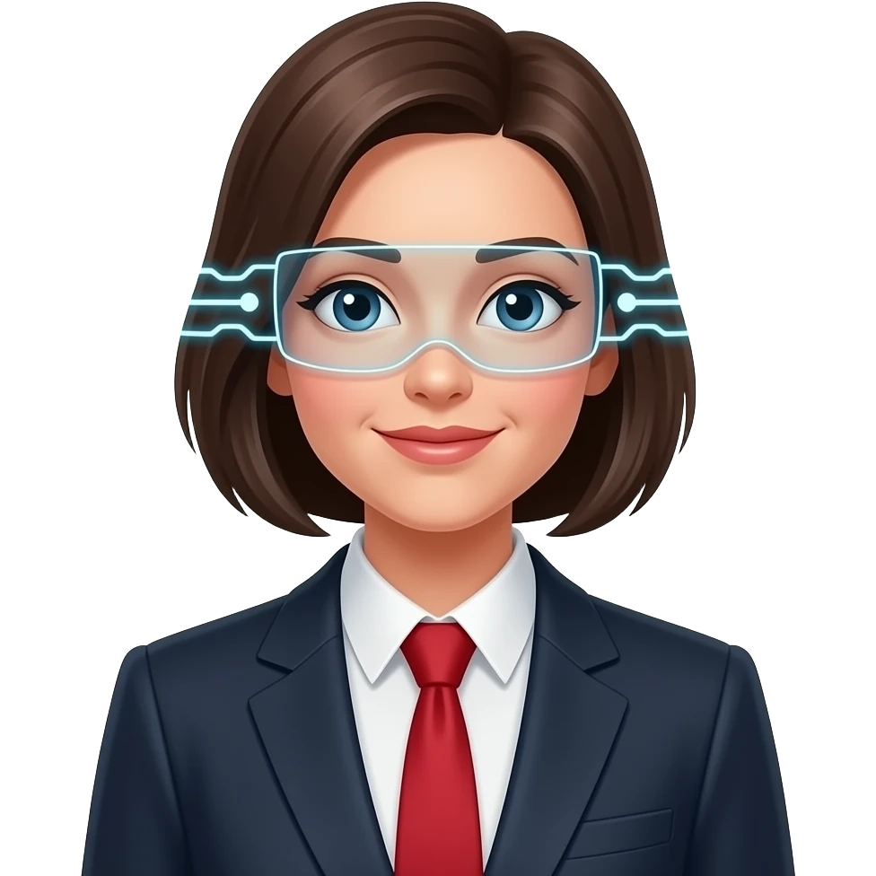 female executive with ai superpowers emoji