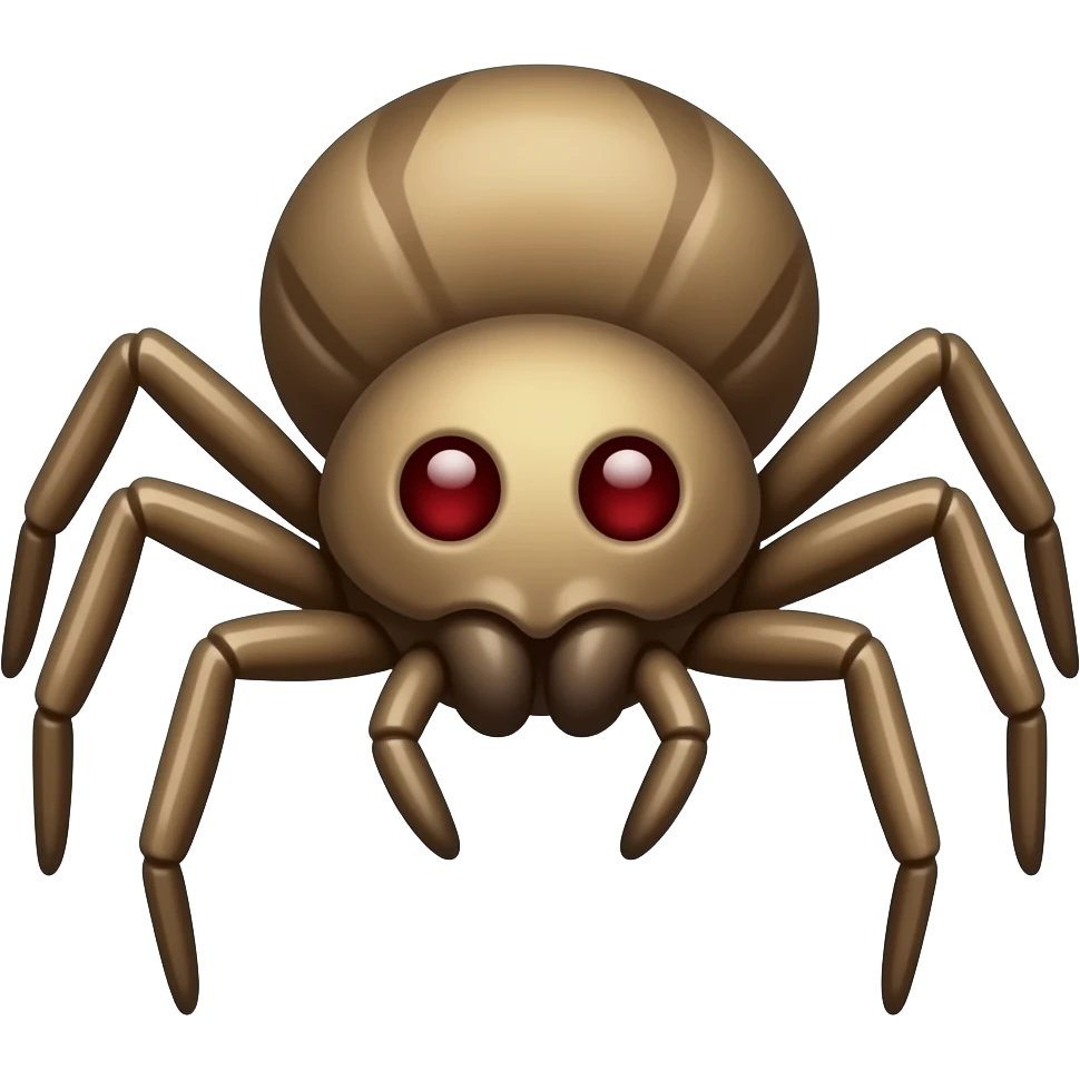 small simple spider, round body, two red eyes, long thin legs bent in zigzag shape, minimal style, black lines, cute but a little creepy emoji