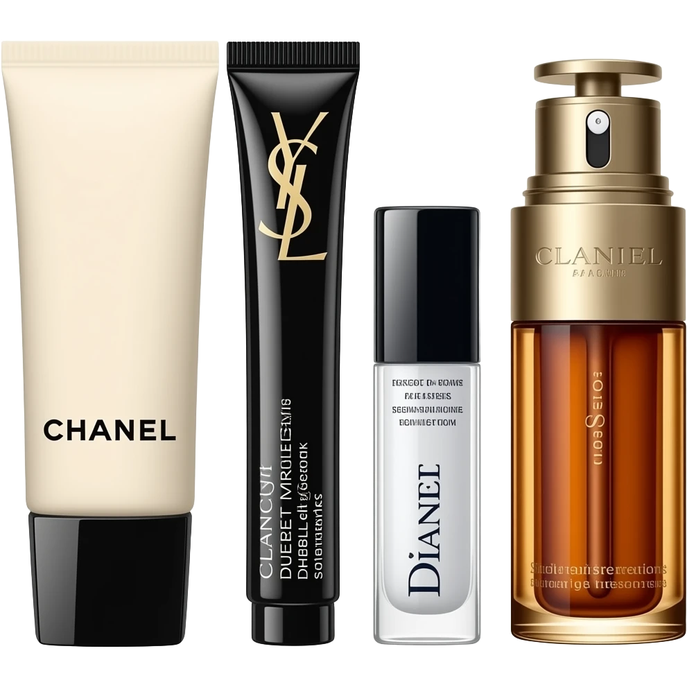 Chanel moisturizer, YSL eye cream, YSL sheet masks, Dior eye cream, Clarins Double Serum, Skincare Set Collection emoji