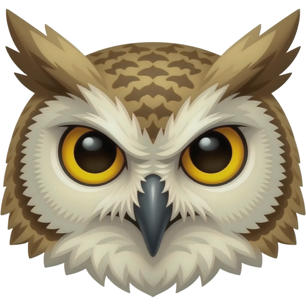Fierce confident owl face emoji