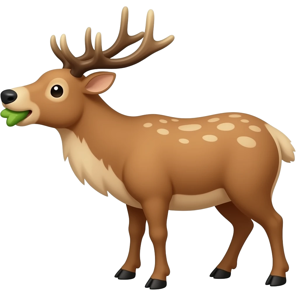 Cartoon elk eating emoji