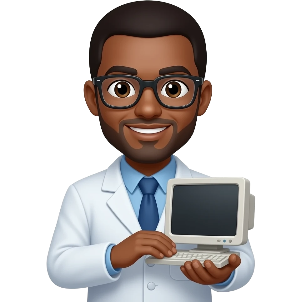 informaticien noir avec ordinateur en main emoji