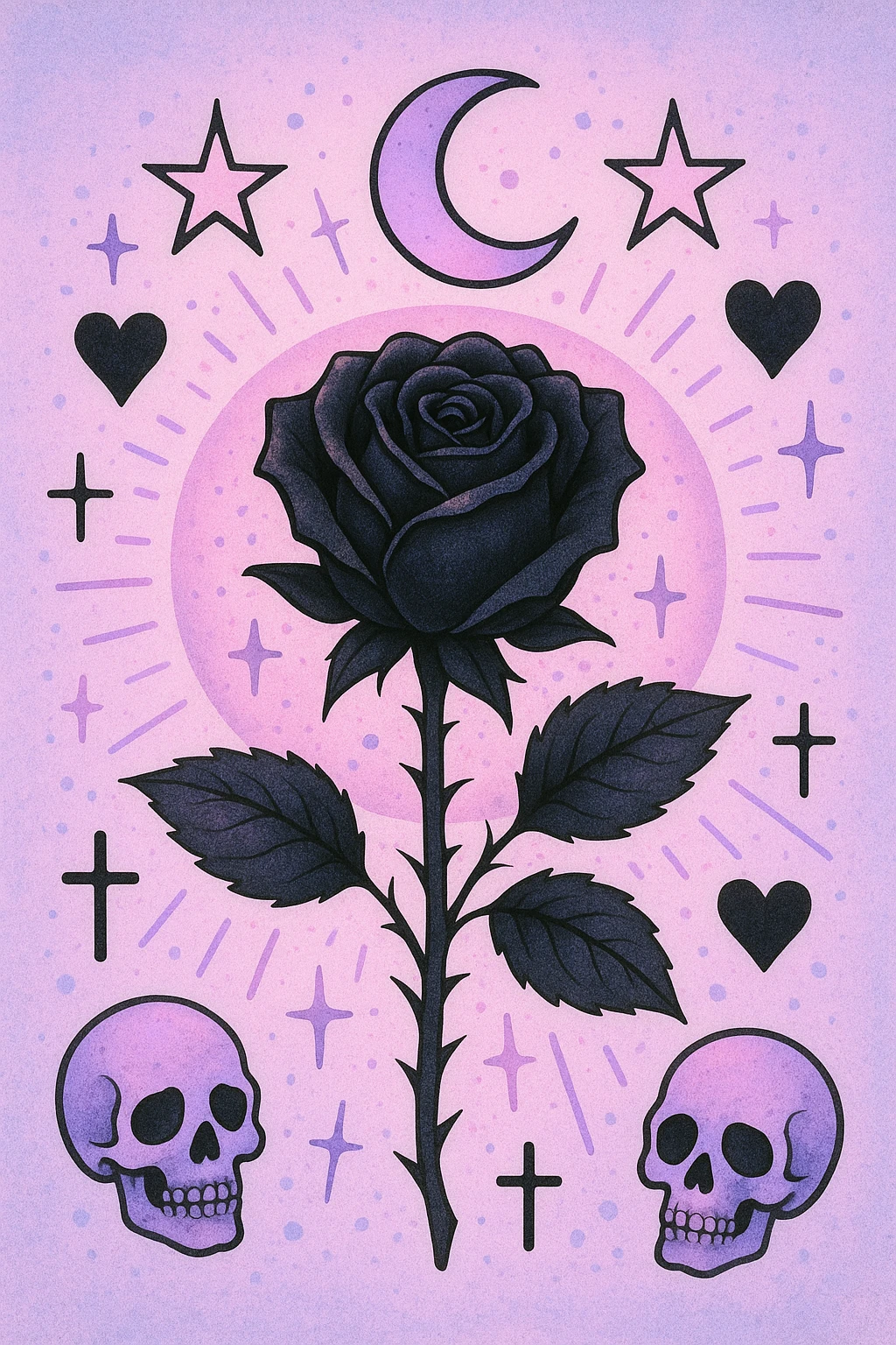 pastel goth black rose emoji