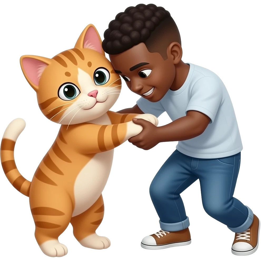 Cat getting a black person in a headlock emoji