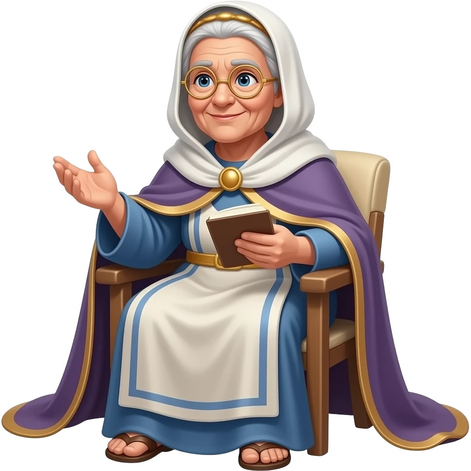 Old lady playing the biblical Mrs Shem emoji