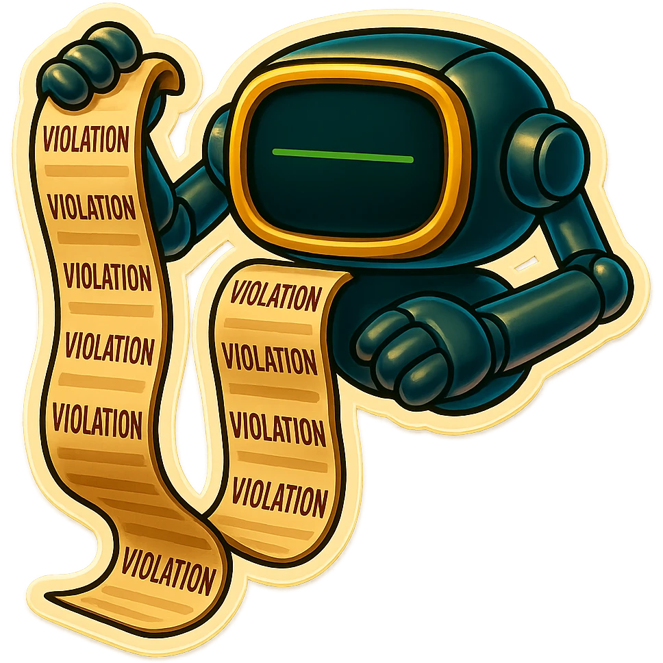 auditor robot prints out violations emoji