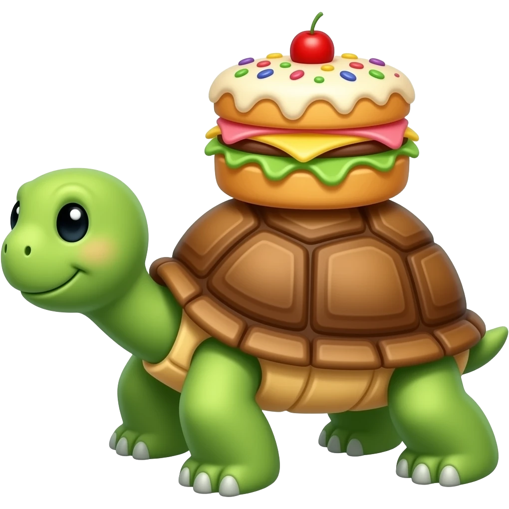 A turtle with a pancake on its shell emoji