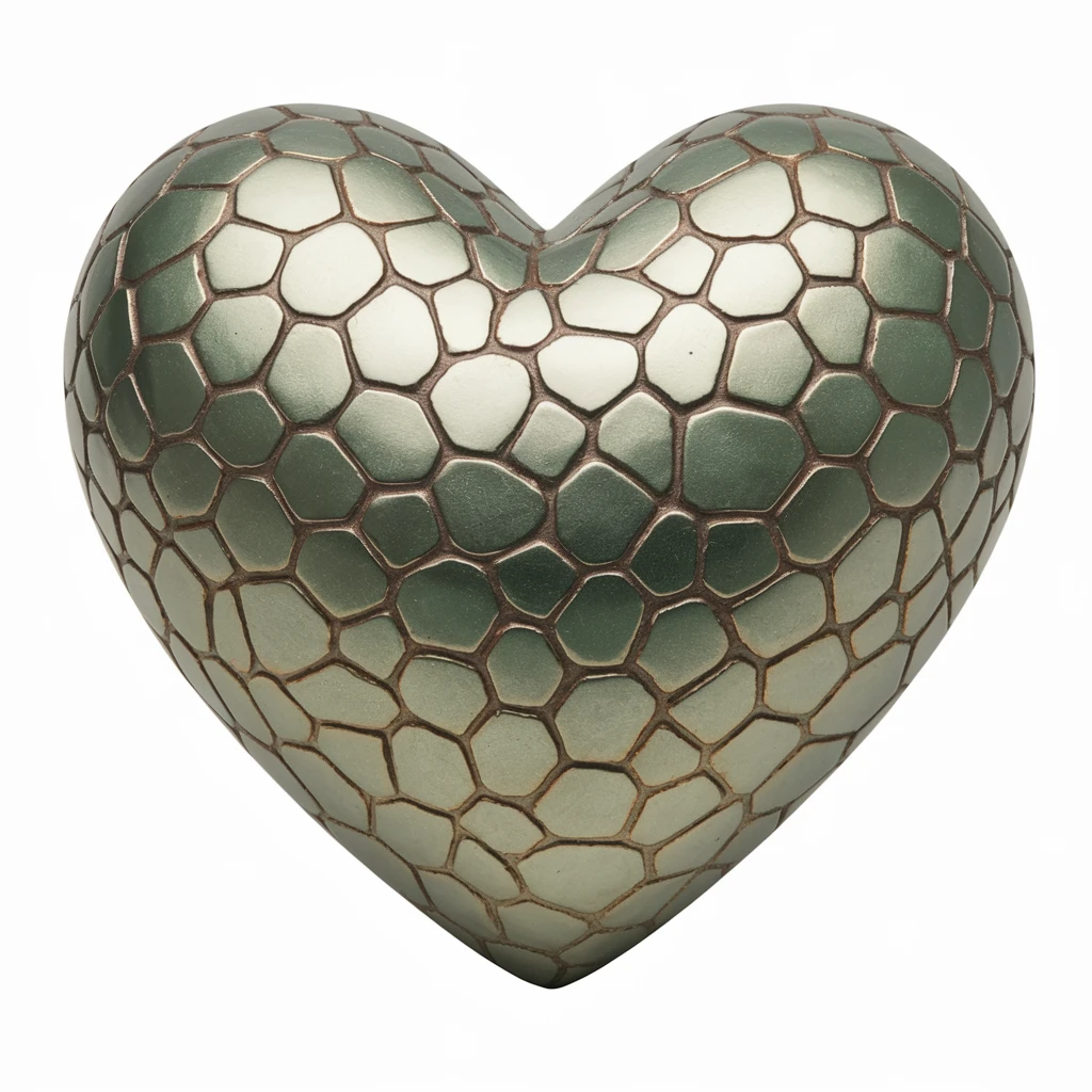 heart with a metallic green finish emoji