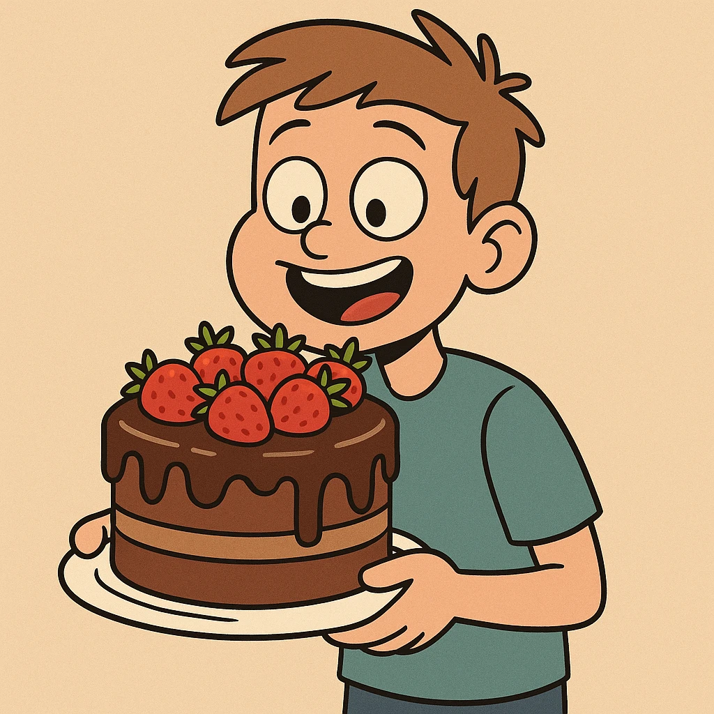 The chocolate strawberry cake a boy  emoji