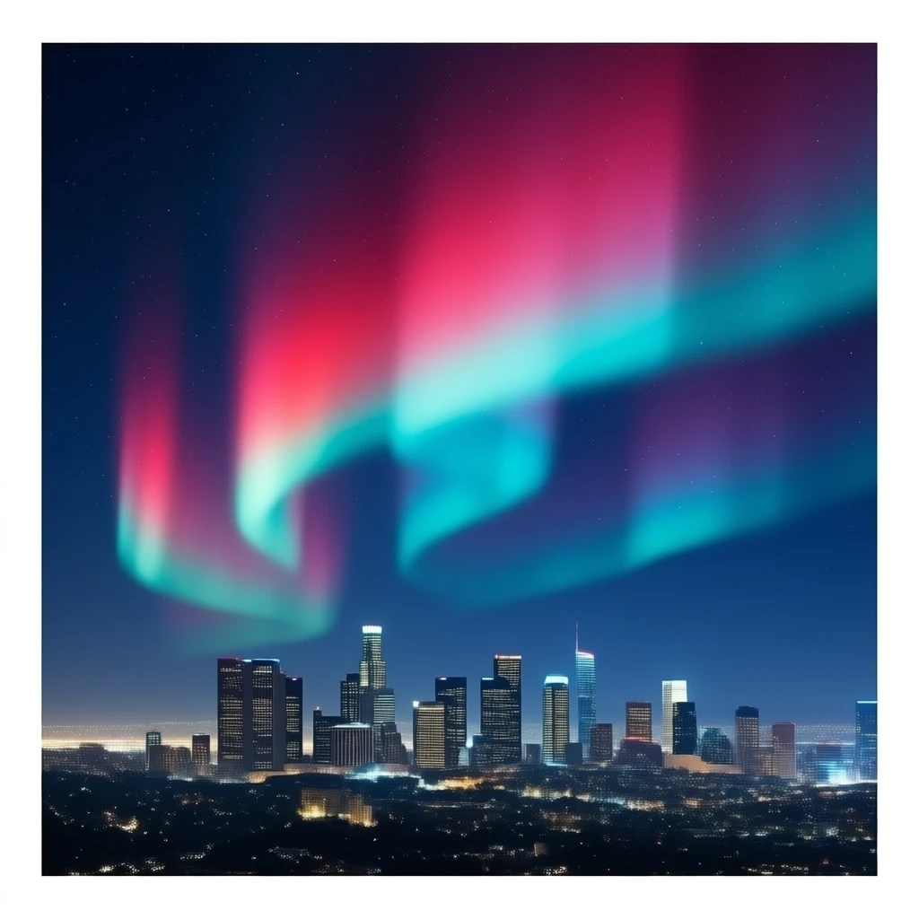 northen lights in los angeles where northern lights range from red to blue emoji