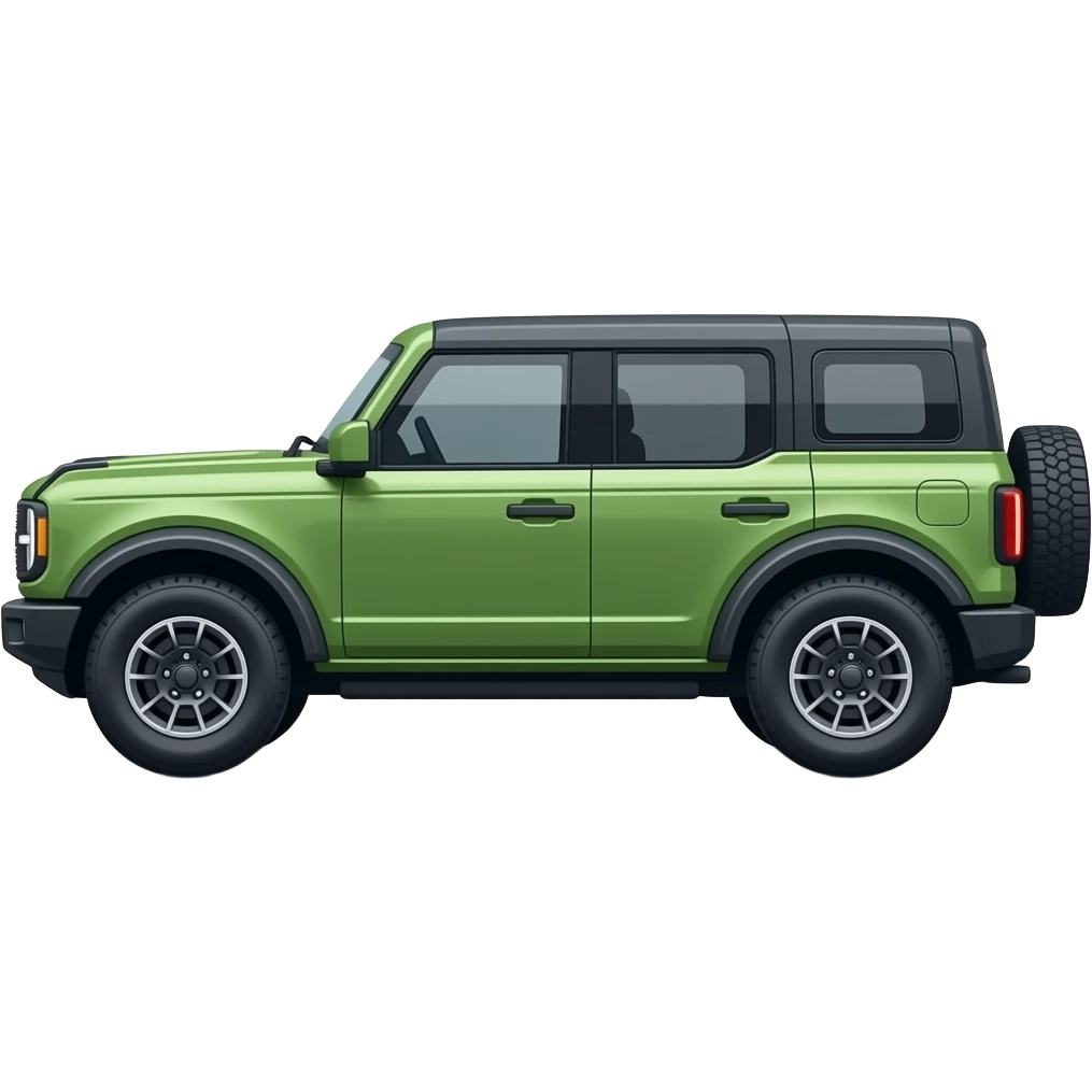 Green 4 Door Ford Bronco 2025 side view emoji