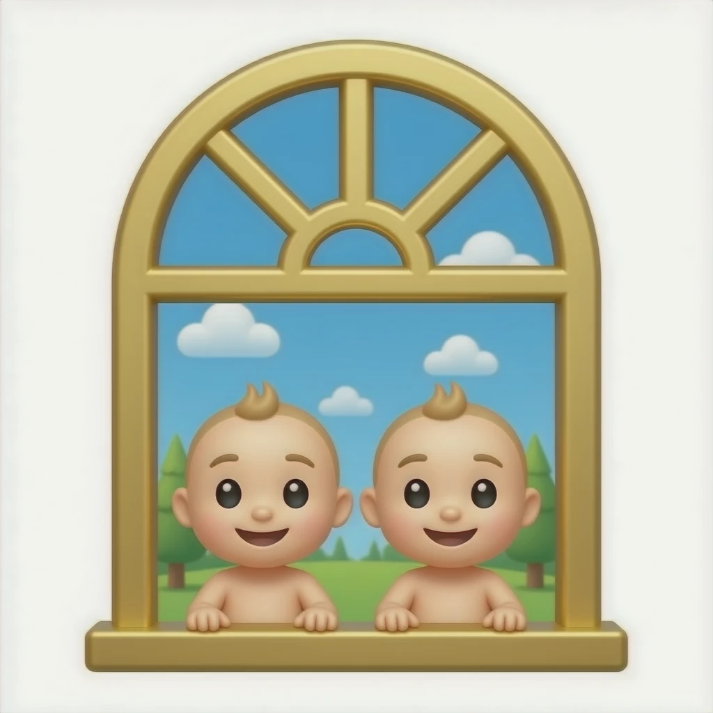 simple arched golden window arched with  emoji twin babies emoji
