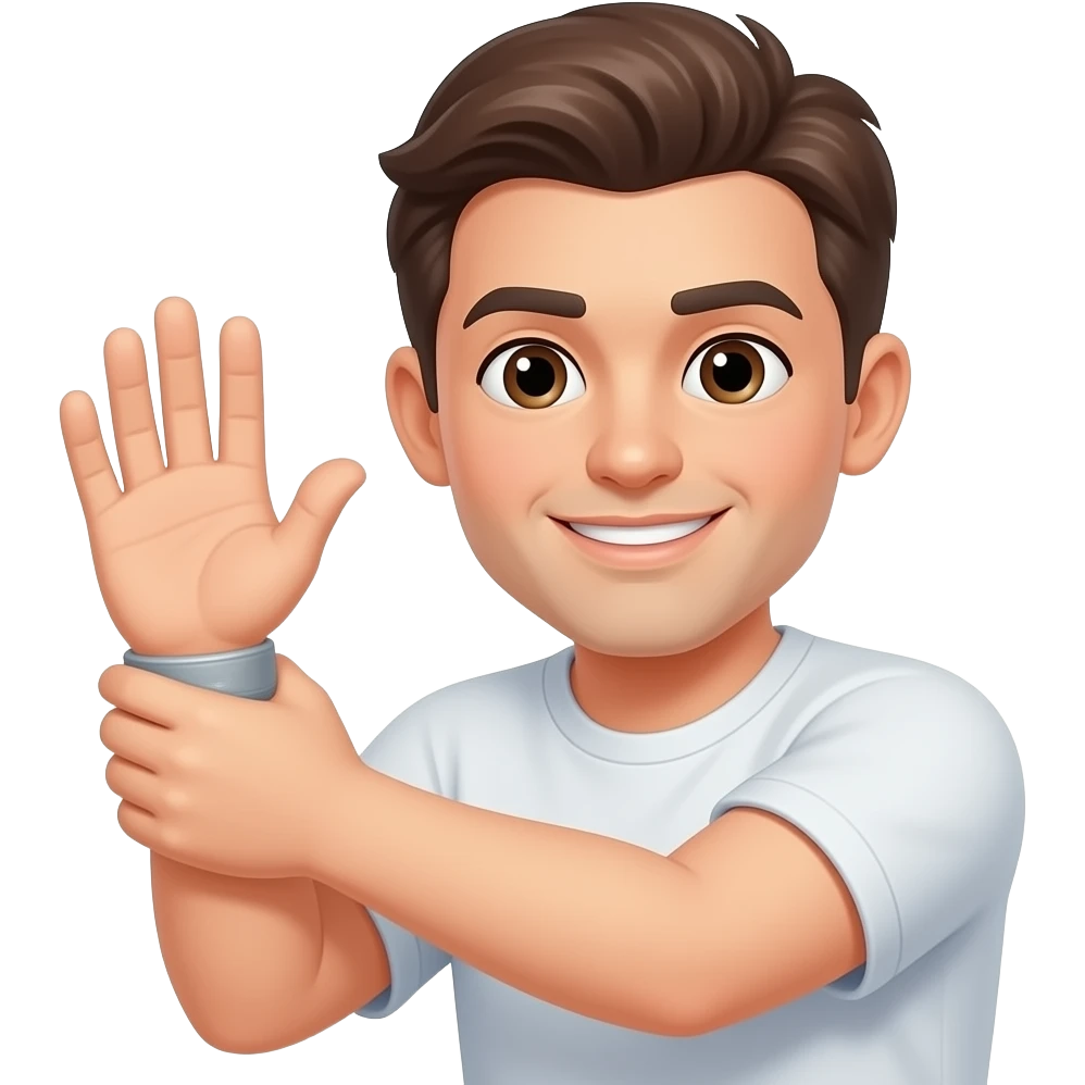 To arms and the left hand grabs the right wrist emoji