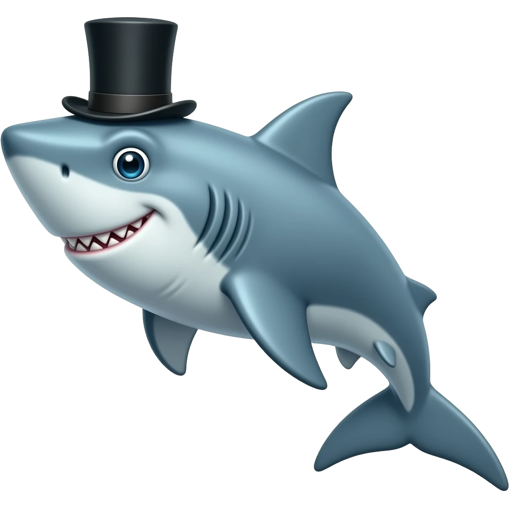 Shark with a top hat emoji