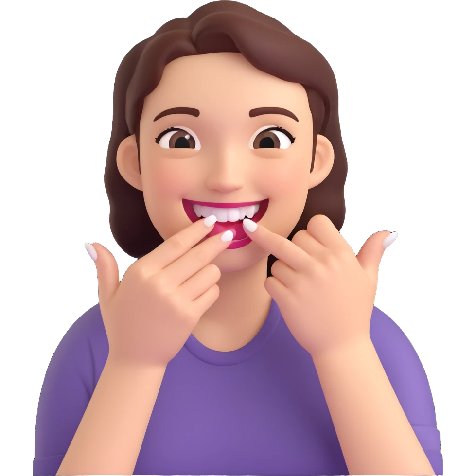 cute emoji of someone biting their nail and grinning emoji