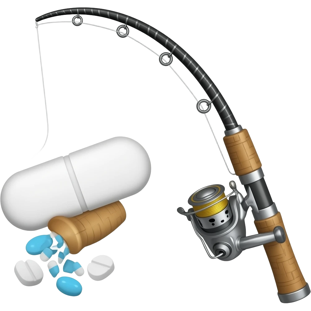 Fishing rod with drugs on the end emoji