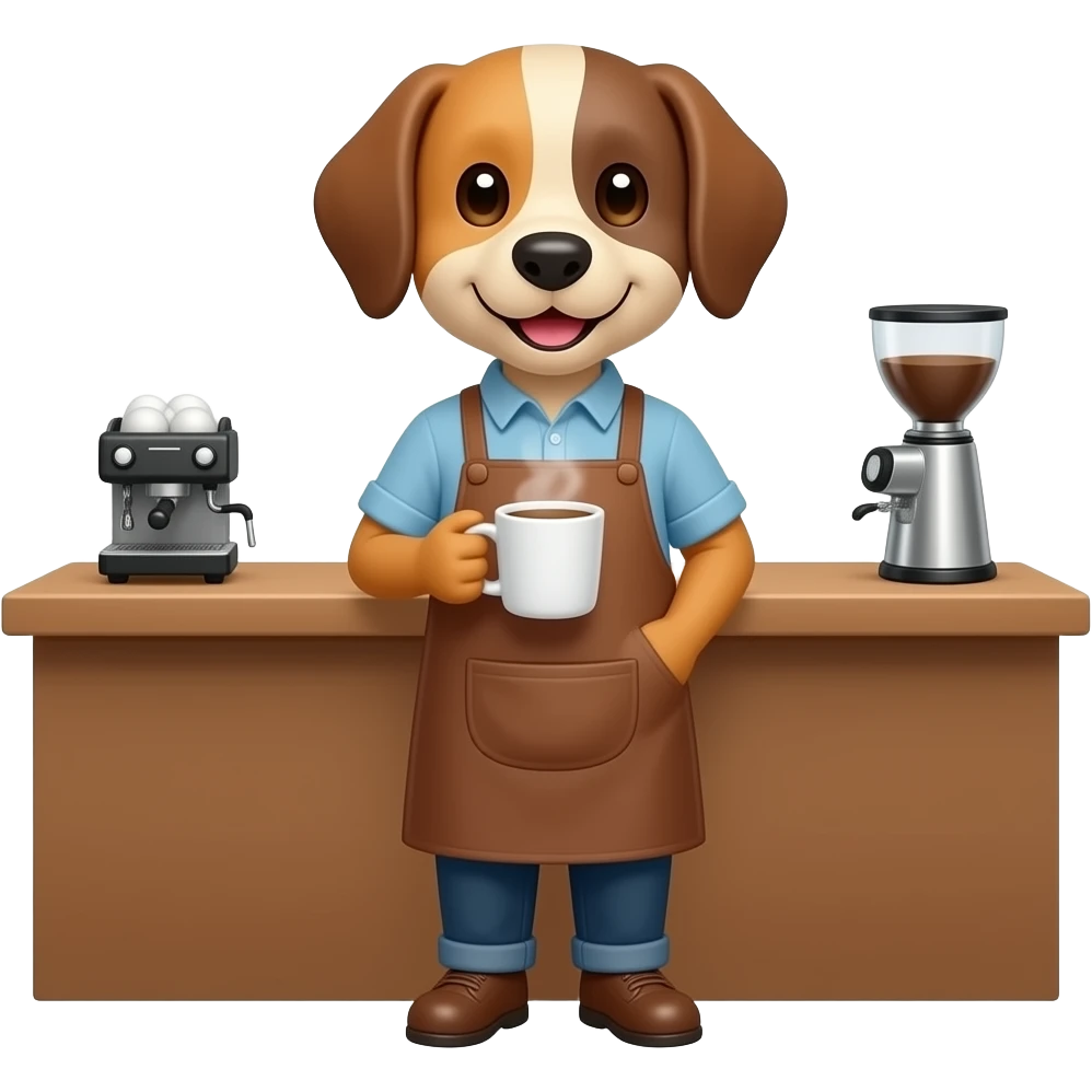barista dog emoji