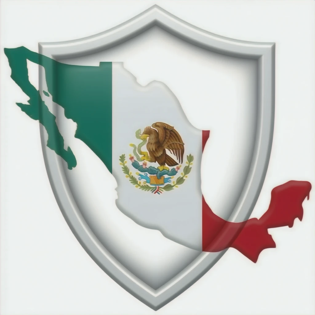 emoji del mapa de mexico con escudo de la bandera de mexico al centro con los colores nacionales emoji