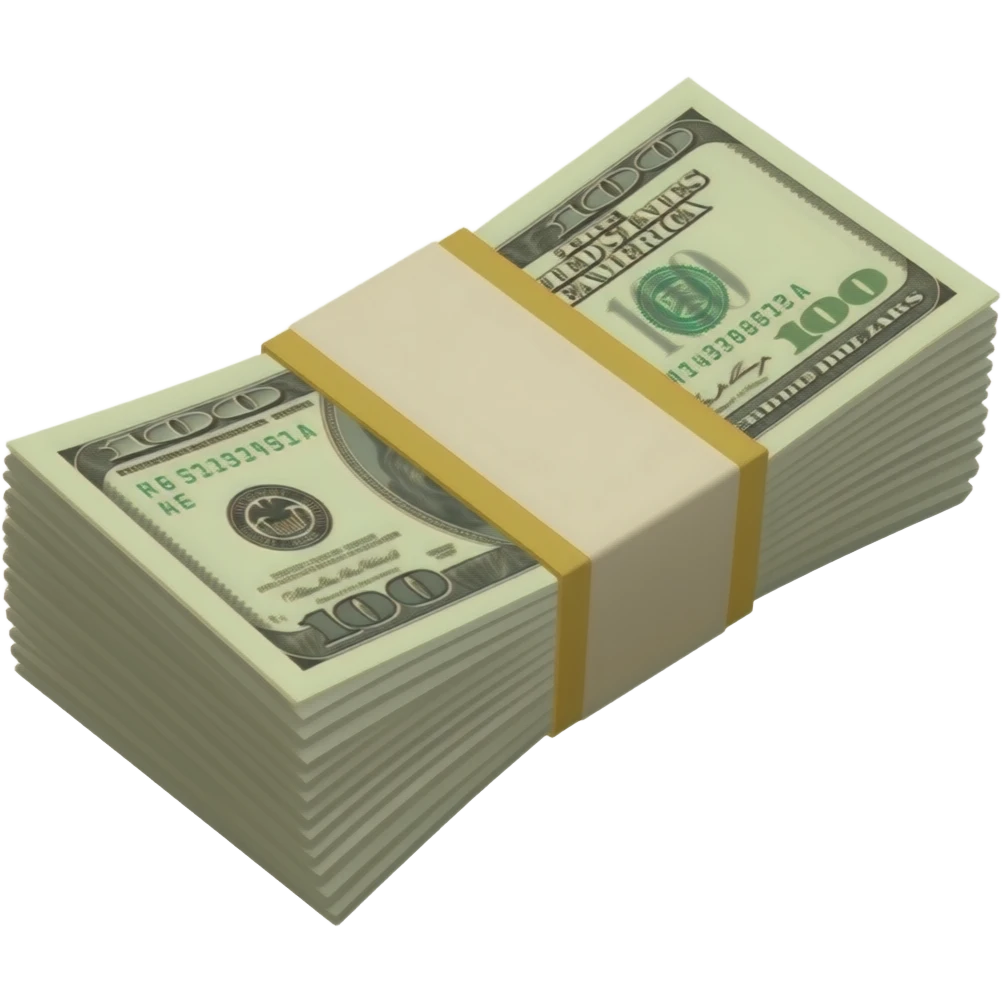 un fajo de billetes envuelto en un lazo beige realista emoji