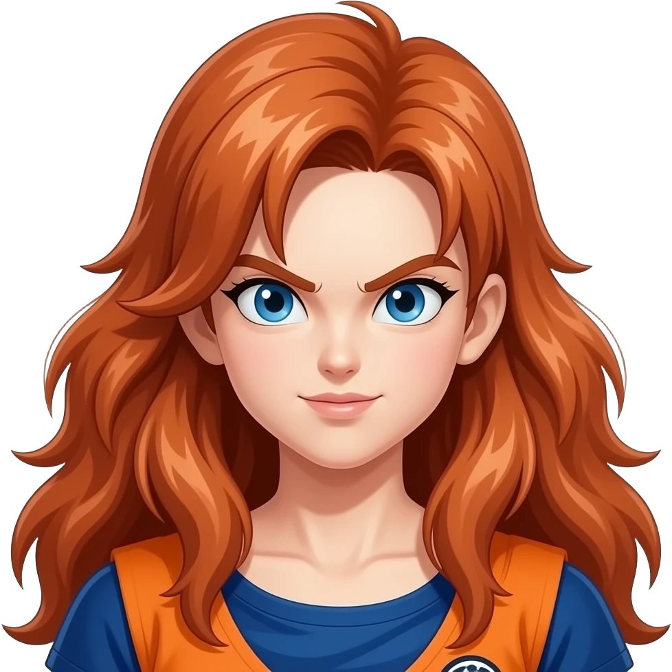 female android 21 auburn long bushy voluminous haired dragon ball fighterz emoji