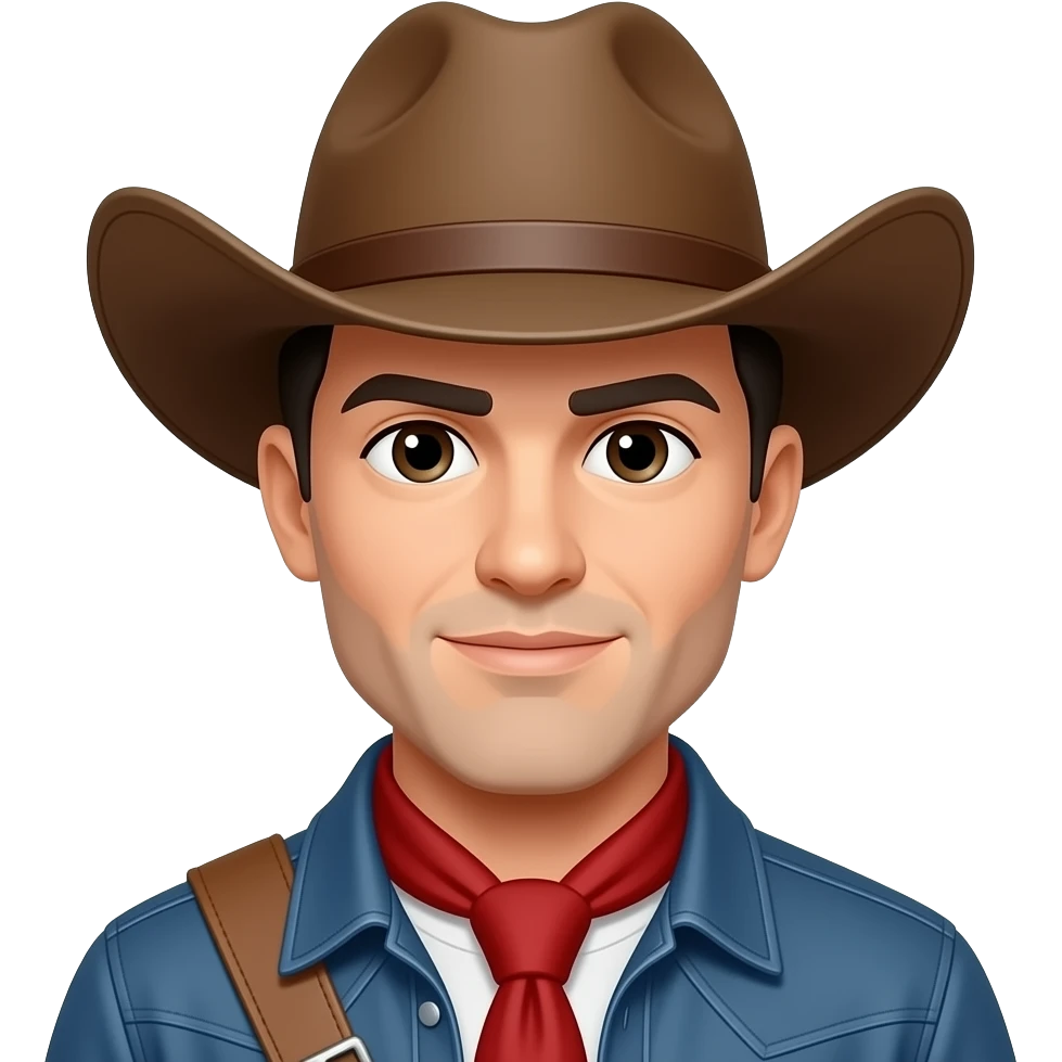 A cowboy with a straight face emoji