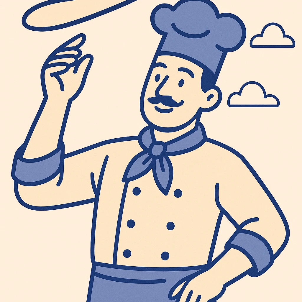 smiling Italian chef spinning pizza dough emoji