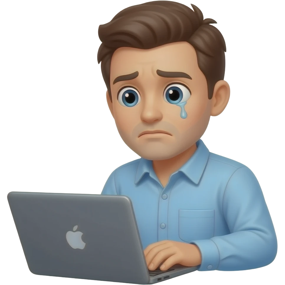 person worried on laptop style apple emoji emoji