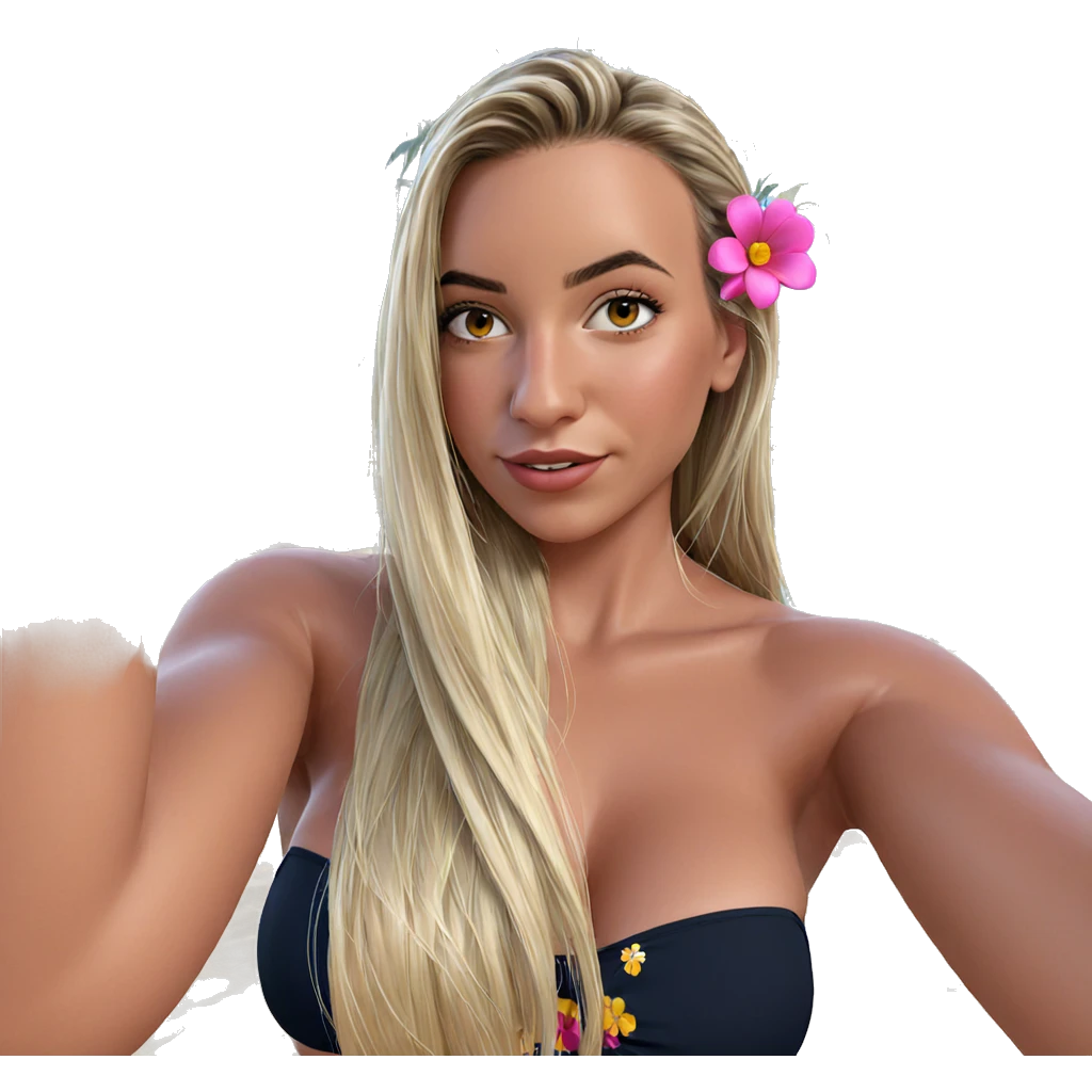 blonde girl in flower bikini emoji