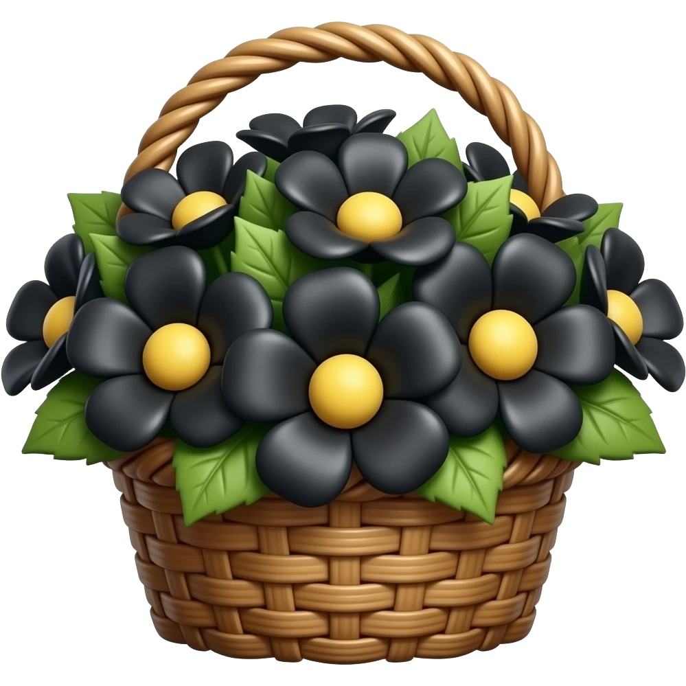 Black flower basket decore emoji