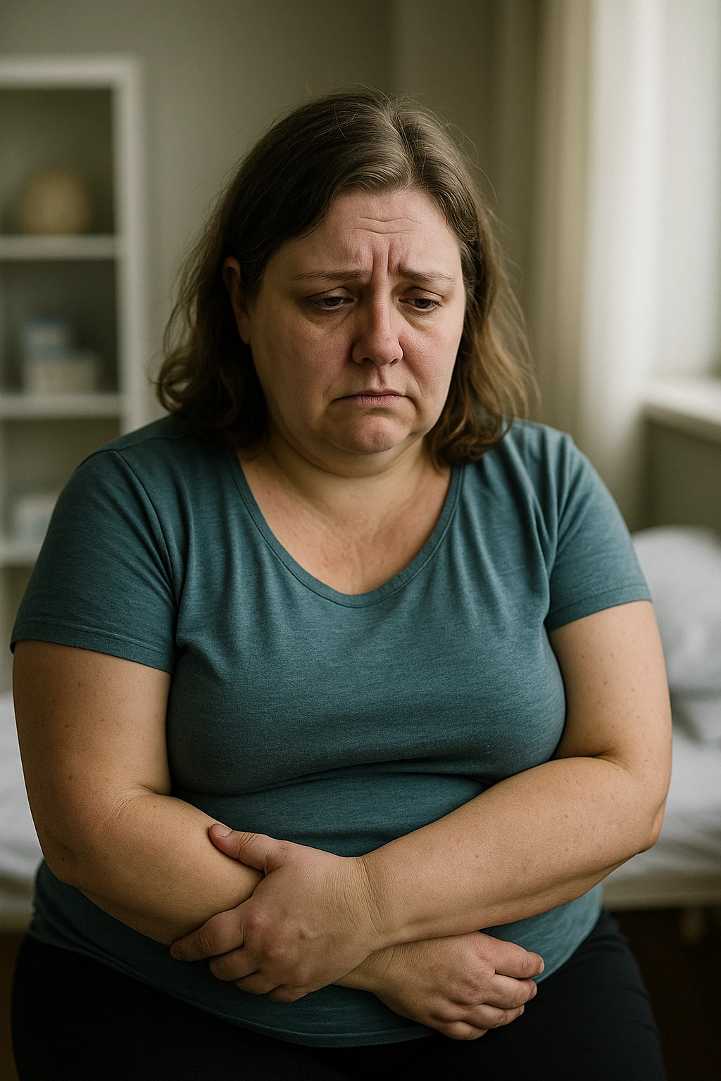 Donna con sindrome metabolica, ansia e depressione immagine realistiche in italiano emoji